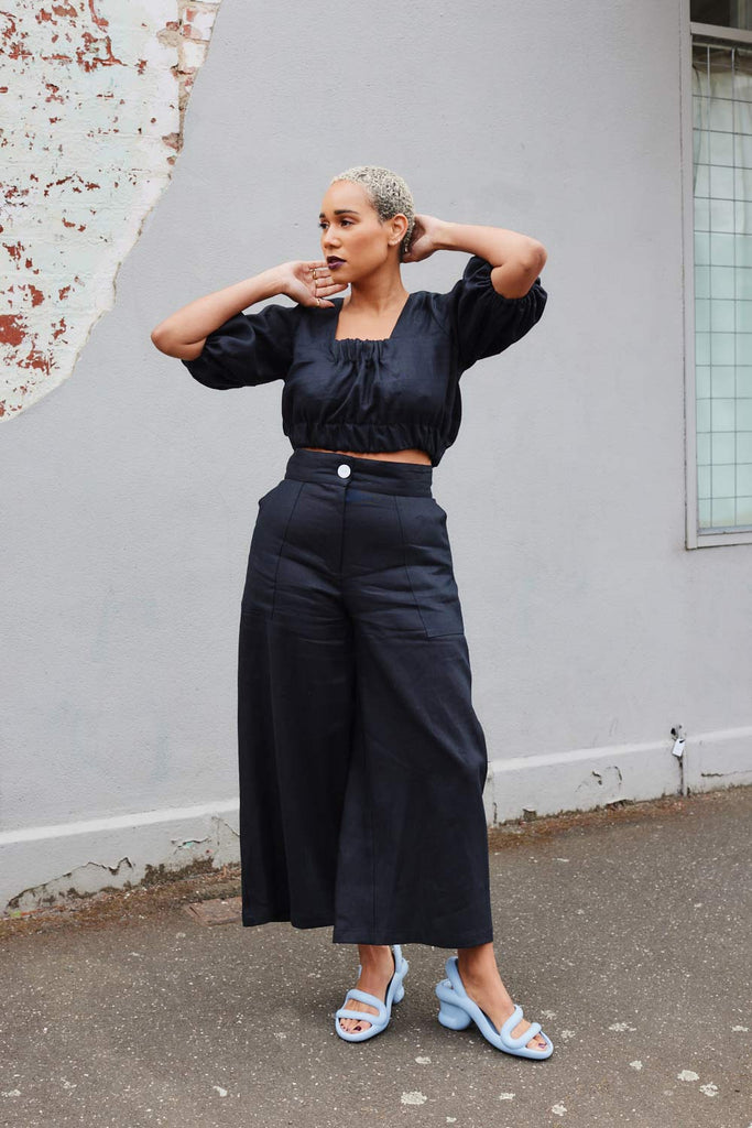 Collective Closets Amani Black Linen Culottes