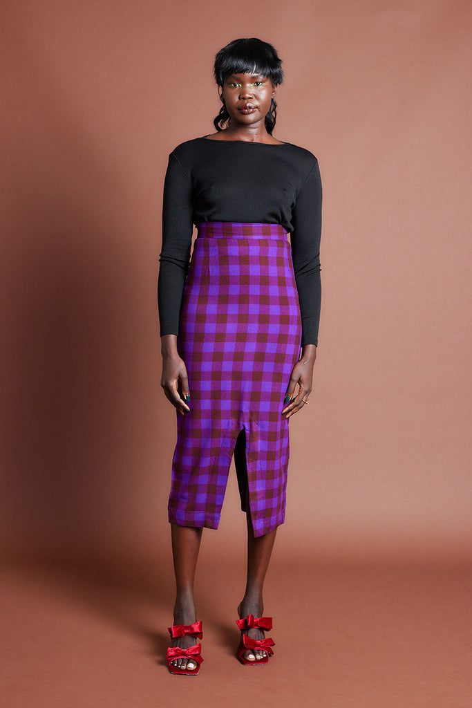 Maisha High Waisted Skirt | Collective Closets | Plaid